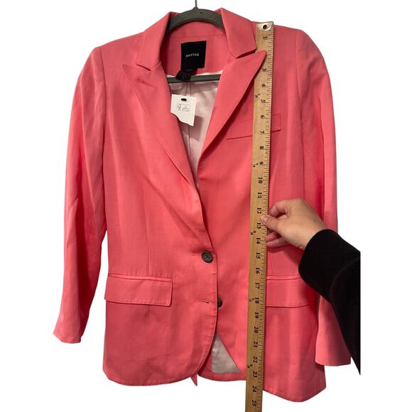 Smythe 4 Classic Boy Blazer Fitted $695 Jacket 2 Button Peak Lapels Coral Pink - Picture 8 of 10